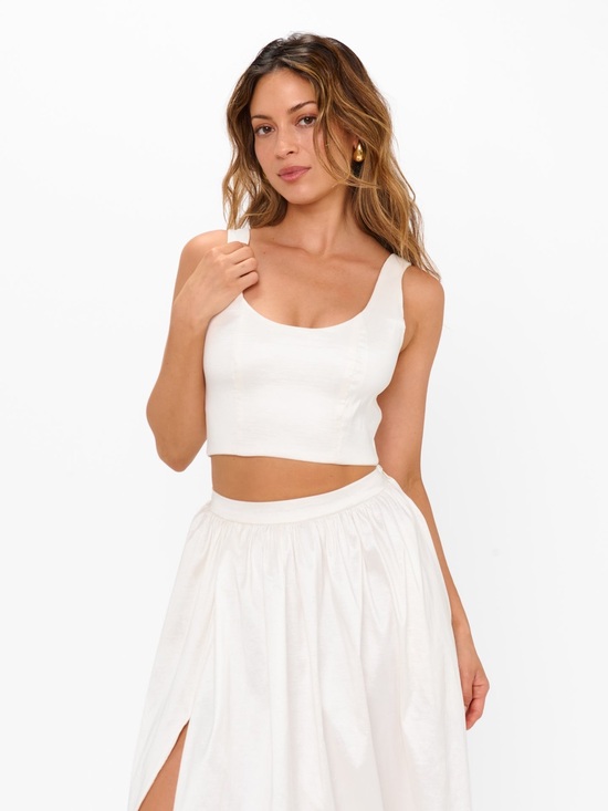 Show Me Your MuMu Tops - Show Me Your Mumu Vivianna Crop Top Size Small S White Taffeta NWOT corset